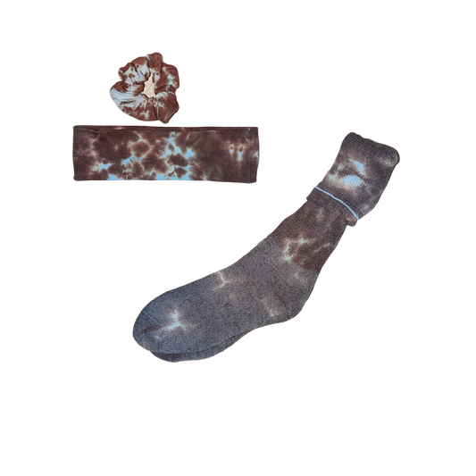 Brown Tie Dye Gift Set: Liquid Scrunch